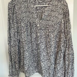 Lucky Brand Black and White Paisley Blouse